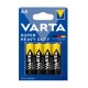 Blister 4 Batterie AA 1.5V Superlife Varta